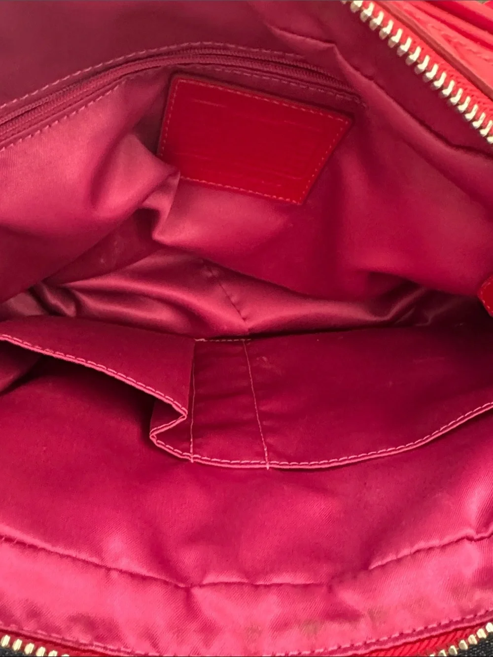 Coach Poppy Quilted Patent Red Satchel with Silver Hardware